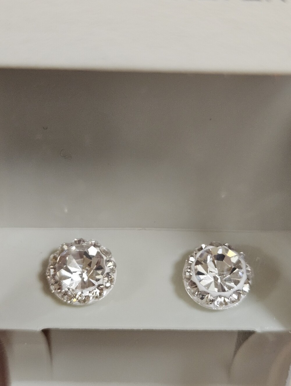 I AM STERLING SILVER CUBIC ZIRCONIA CRYSTALS CLISTER SPARKLY STUD EARRINGS